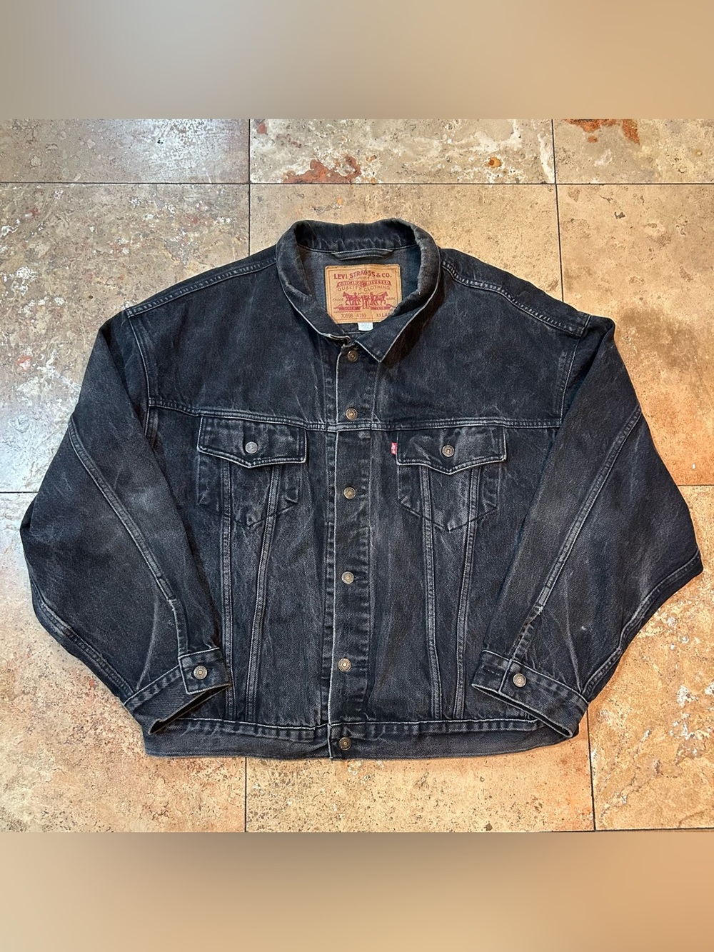 Vintage 90s Levi’s Men’s Type 3 Denim Trucker Jacket 70598 4159 2XL Black Faded